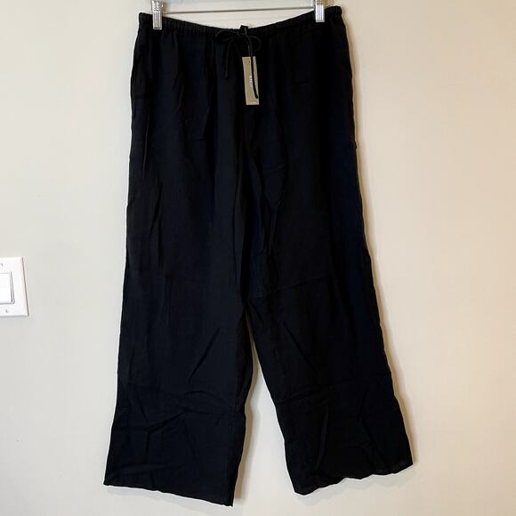 J.Crew Airy Gauze Beach Pant Elastic Waist Vacation Holiday Trip CI258 Black Med - Picture 1 of 13
